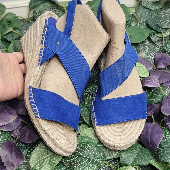 Adrienne Vittadini Shoes - Adrienne Vittadini Denim Strap Hemp Wedge Heel Shoes Womens Size 8.5